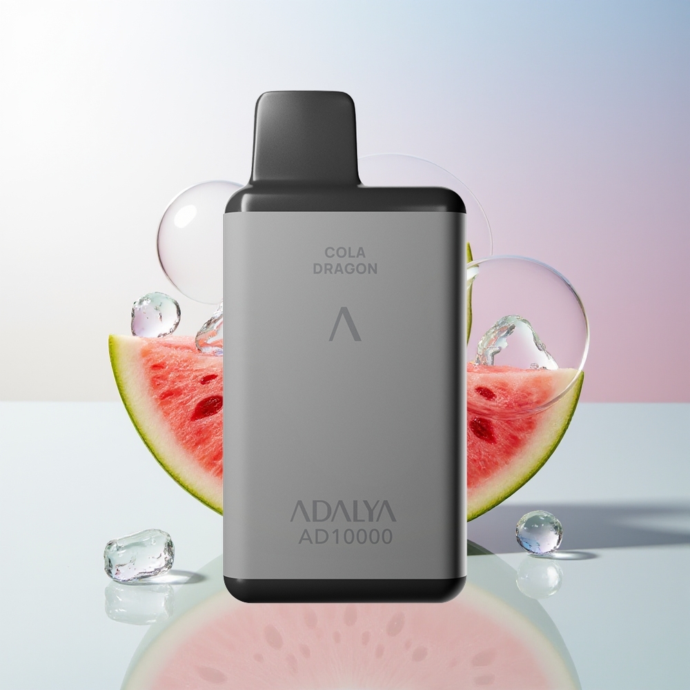 Wholesale Croatia Adalya AD 10000 Pufova Jednokratna Vape Lubenica Led 14 ml 2 Nikotina Space Gray PC Sandblasted Rubber Paint Plavi Svjetleći Dno Aluminijska Cijev USB-C 650 mAh