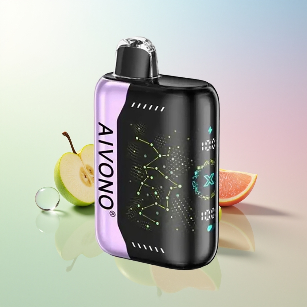 Wholesale Croatia Aivono Aim Boom 25000 Puffs Jednokratna Vape Zeleno Jabuka Grožđe 28ml 650mAh 12 ohm Mesh Coil Type-C Charging 90g