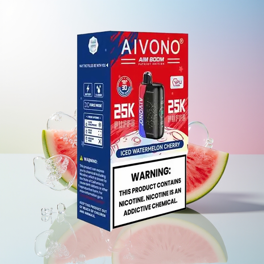 Wholesale Croatia Aivono Aim Boom 25000 Puffs Ledena Lubenica Trešnja 28ml 650mAh Type-C