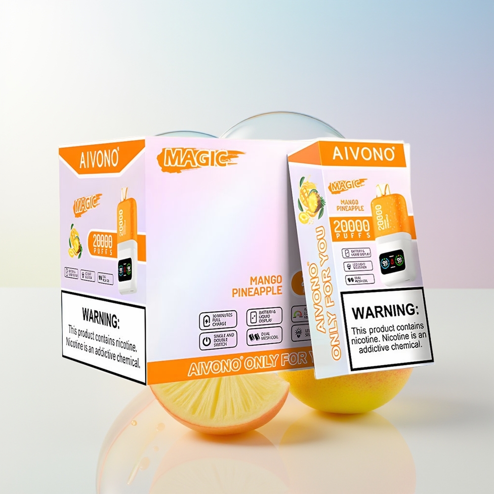 Wholesale Croatia Aivono Aim Magic 20000 Puffs Mango Ananas Dual Mesh Coils LCD 600mAh