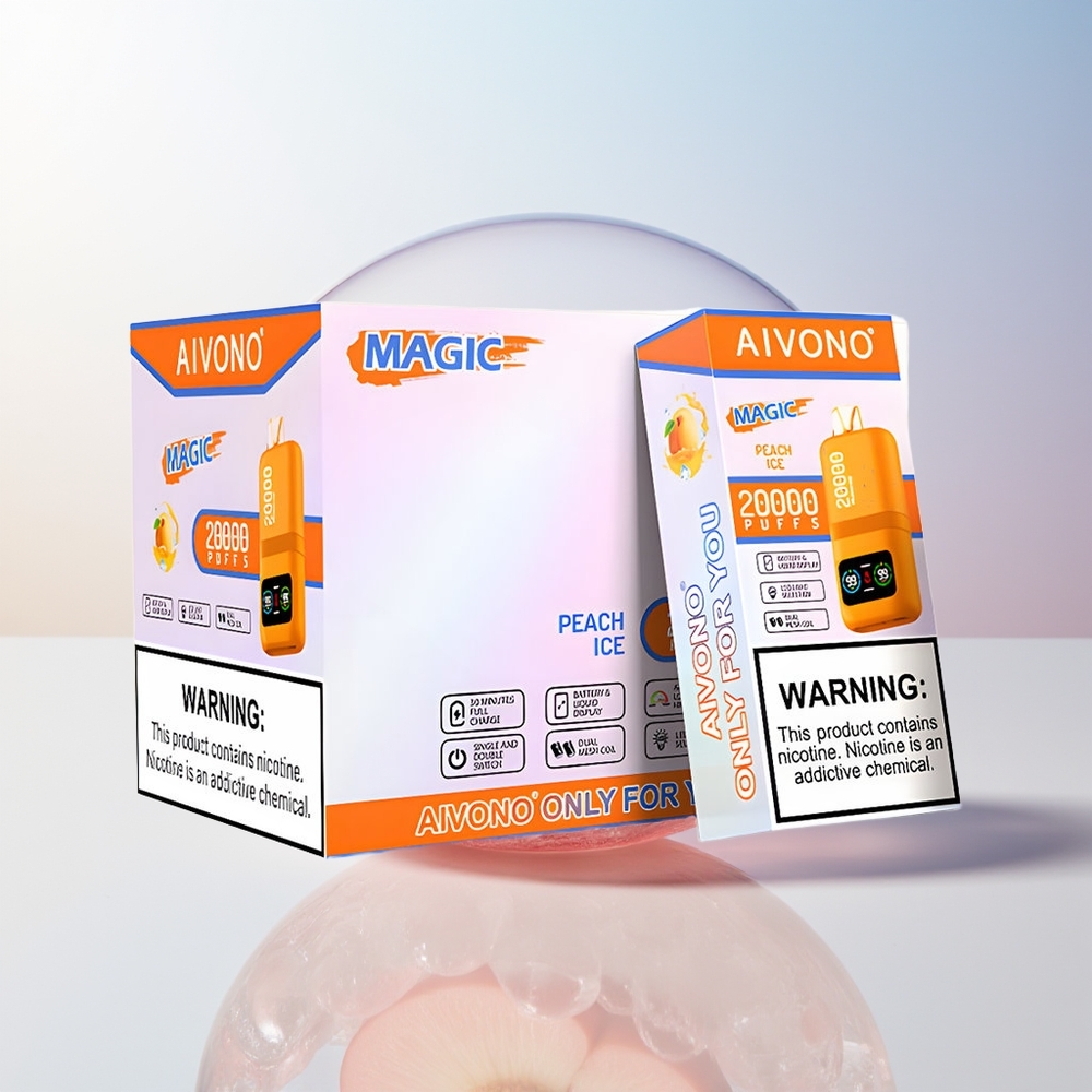 Wholesale Croatia Aivono Aim Magic 20000 Pufova Breskva Led 0 2 3 5 Nikotina 26ml Tekućina Dual Mesh Zavojnica LCD Ekran Type-c Punjenje 600mAh Baterija
