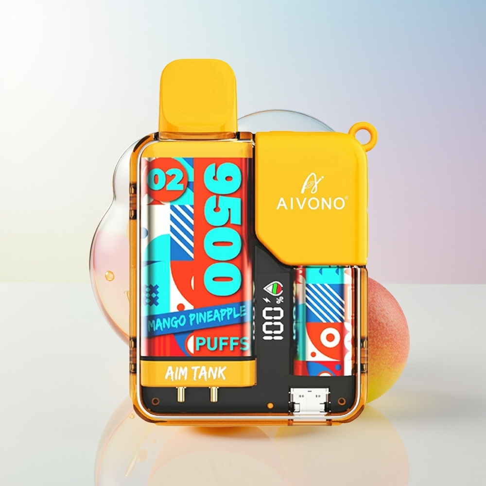 Wholesale Croatia Aivono Aim Tank 9500 Puffs Mango Ananas 18ml 650mAh LCD 0-5 12ohm Mesh Coil