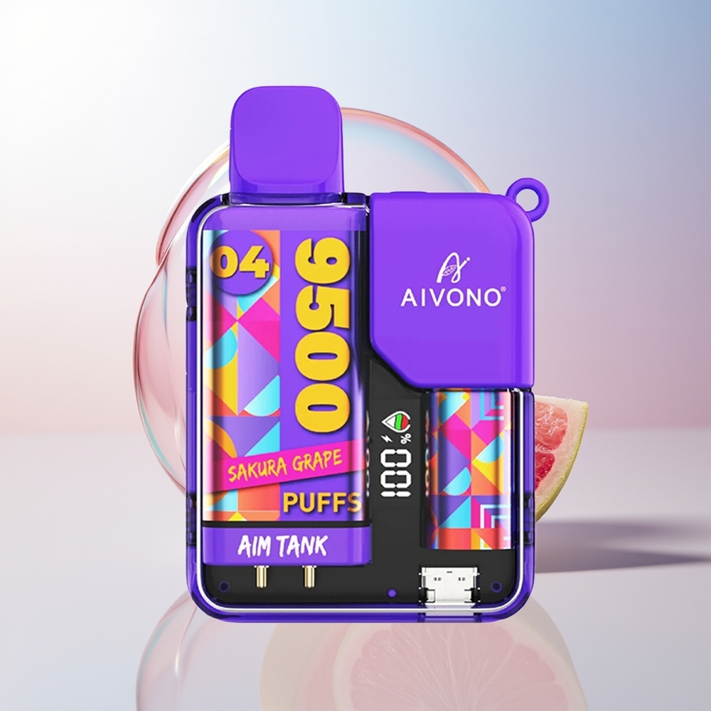 Wholesale Croatia Aivono Aim Tank 9500 Puffs Đeva Grožđe 18ml 650mAh LCD 0-5 12ohm Mesh Coil