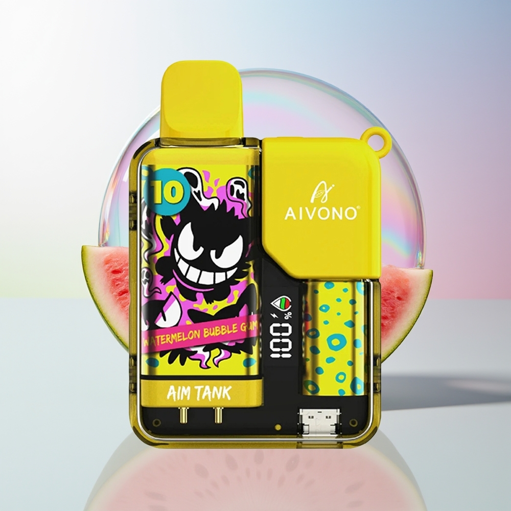 Wholesale Croatia Aivono Aim Tank 9500 Puste Kombinacija Okusa Lubenica Bubbal Gum 18ml 650mAh LCD 0-5 Nikotina 12ohm Mesh Coil