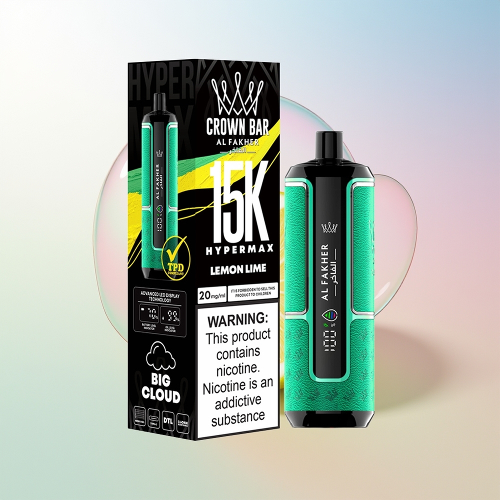 Wholesale Croatia Al Fakher Crown Bar 15K Limun Limeta Hypermax DTL 6mg 22ml 600mAh Type-C
