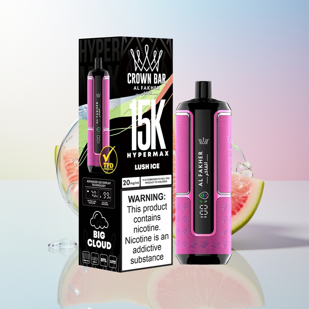 Wholesale Croatia Al Fakher Crown Bar 15K Luš Led Hypermax Jednokratna Vape Kit Kompaktna Prijenosna