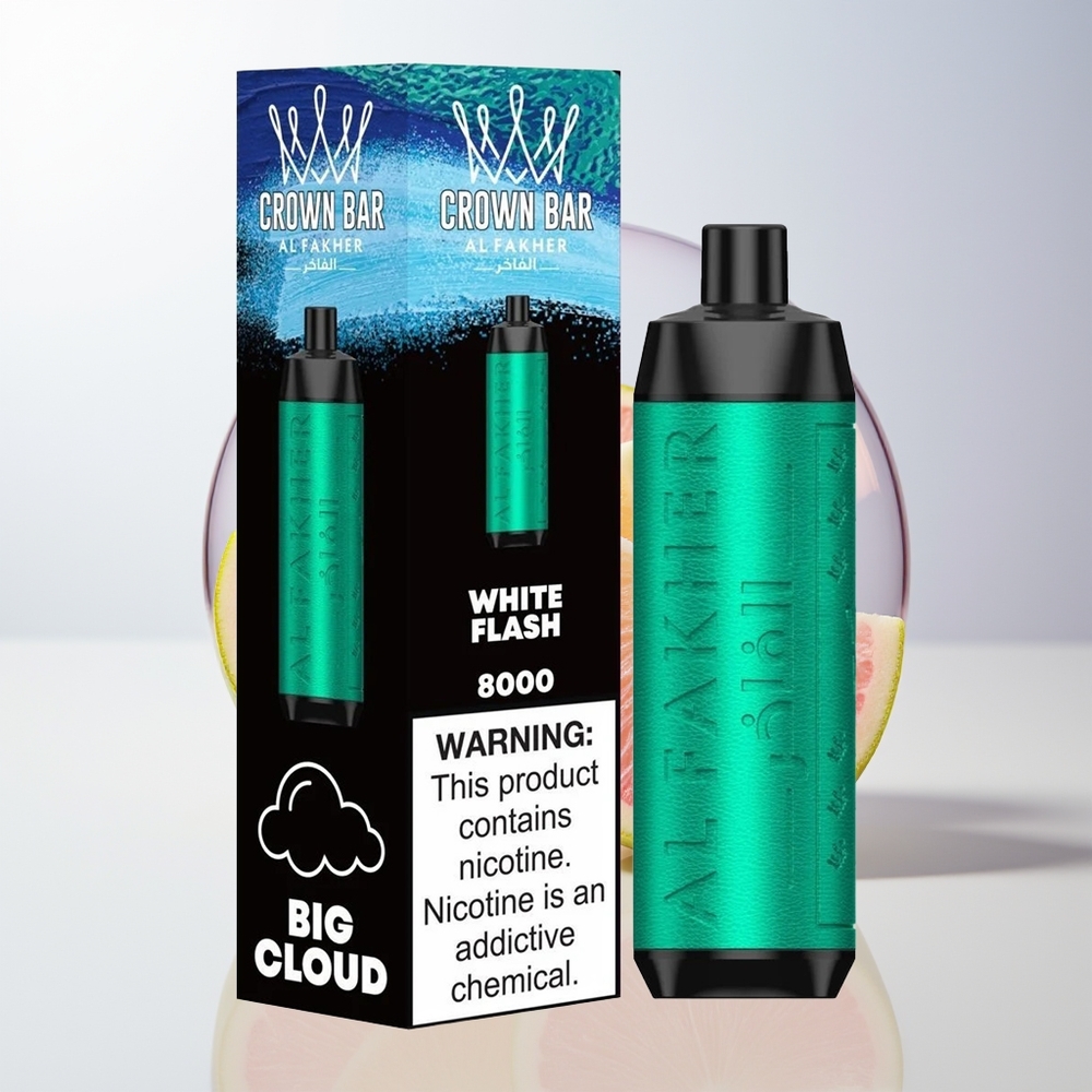 Wholesale Croatia Al Fakher Crown Bar 8000 Crystal Jednokratna Vape Bijeli Bljesak 18ml 5mg USB Type-C 600mAh 06 ohm
