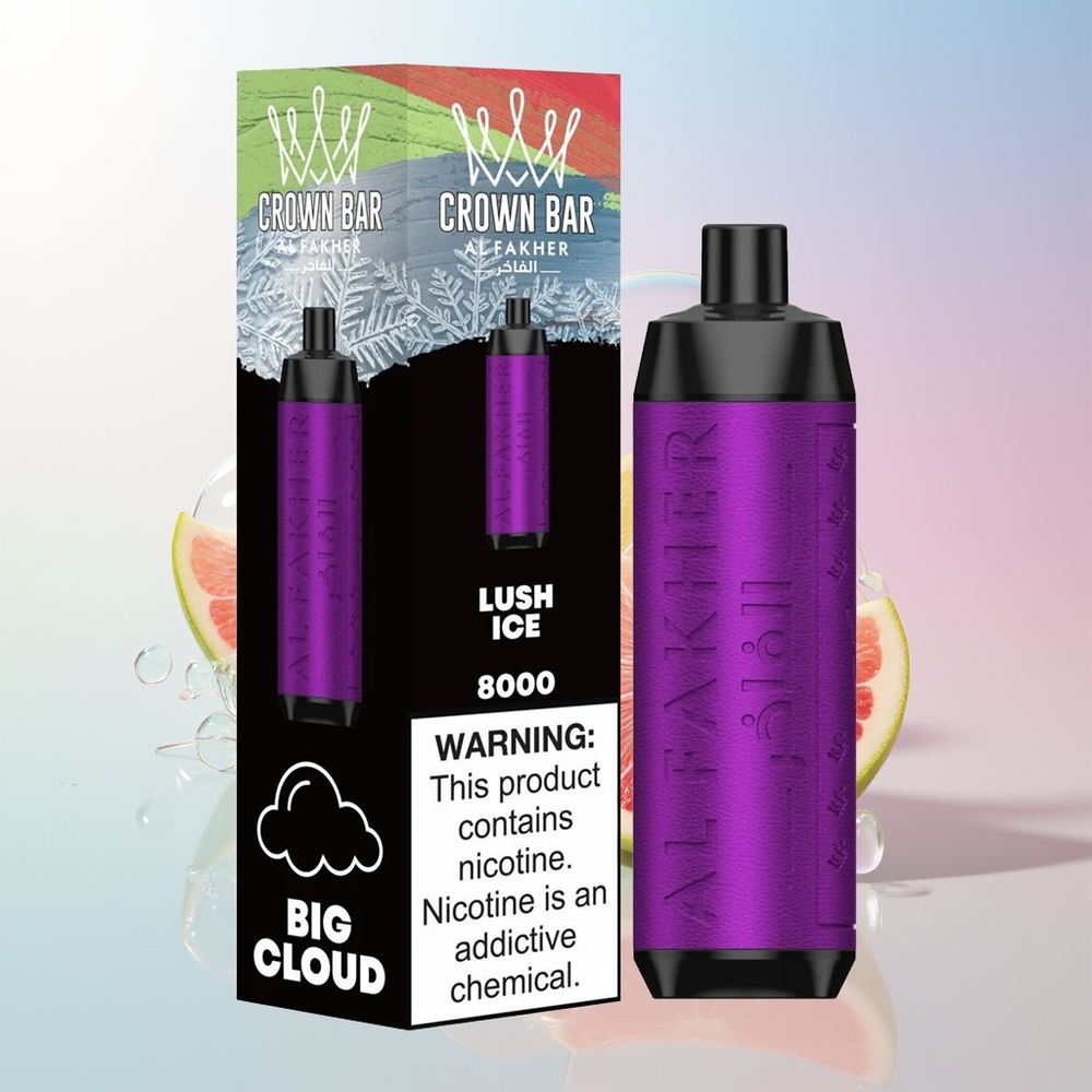 Wholesale Croatia Al Fakher Crown Bar 8000 Crystal Jednokratna Vape Ledeni Lush 600mah 18ml 5mg 06ohm USB-C