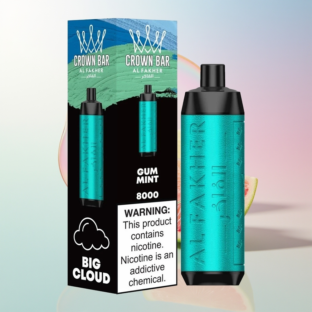 Wholesale Croatia Al Fakher Crown Bar 8000 Kristalni Jednokratni Vape Žvakaća Meta 600mah 18ml 5mg Nicotine 06 ohm Coil USB Type-c