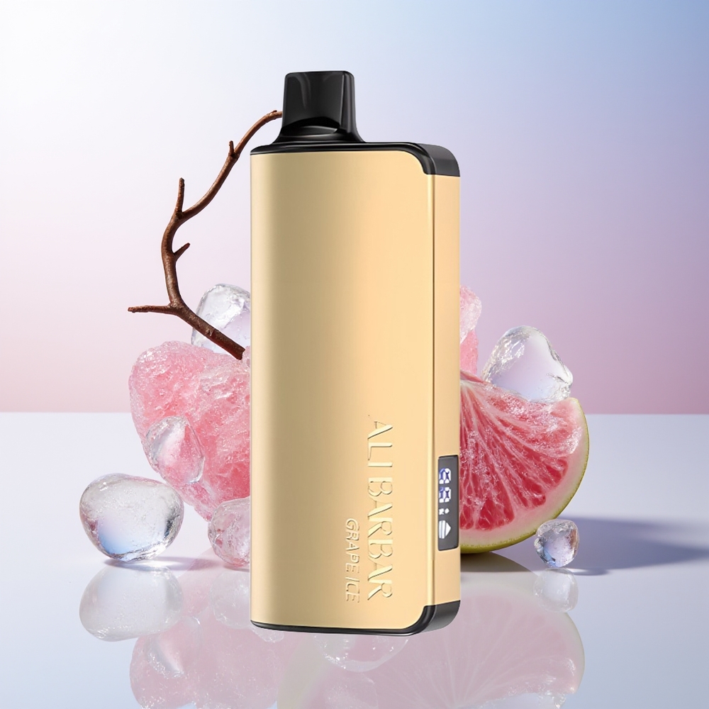 Wholesale Croatia Alibarbar Ingot 9000 Puffs Jednokratna Vape Grožđe Led 22ml 2350mAh LED Display