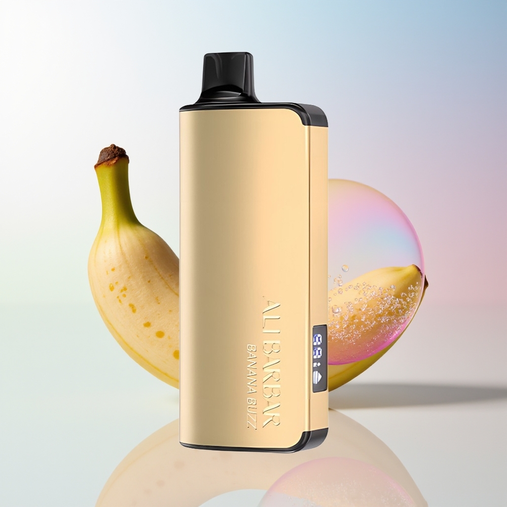 Wholesale Croatia Alibarbar Ingot 9000 Pufova Jednokratna Vape Banana Buzz 22ml 2350mAh LED Display