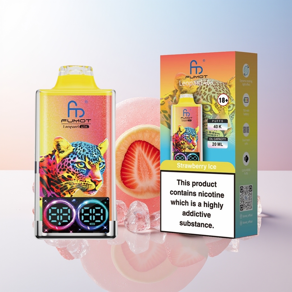 Wholesale Croatia Fumot Leopard 40K Puffs Dual Mesh Type-C Jagoda Led Jednokratna Vape 0 2 3 5 Nicotine 700mAh Digital Tube Oil Power Display