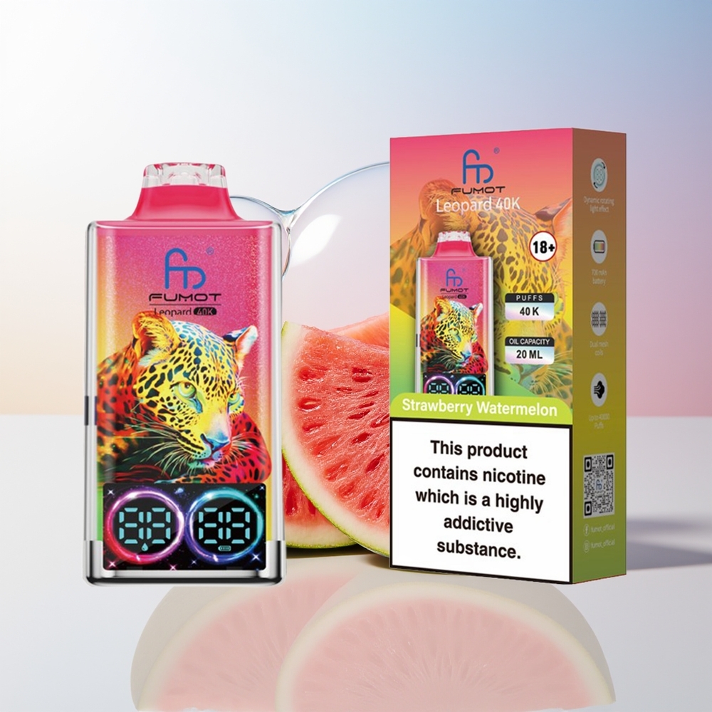Wholesale Croatia Fumot Leopard 40K Puffs Jednokratna Vape Jagoda Lubenica 0 5 Nicotine 700mAh Dual Mesh Type-C Digital Tube