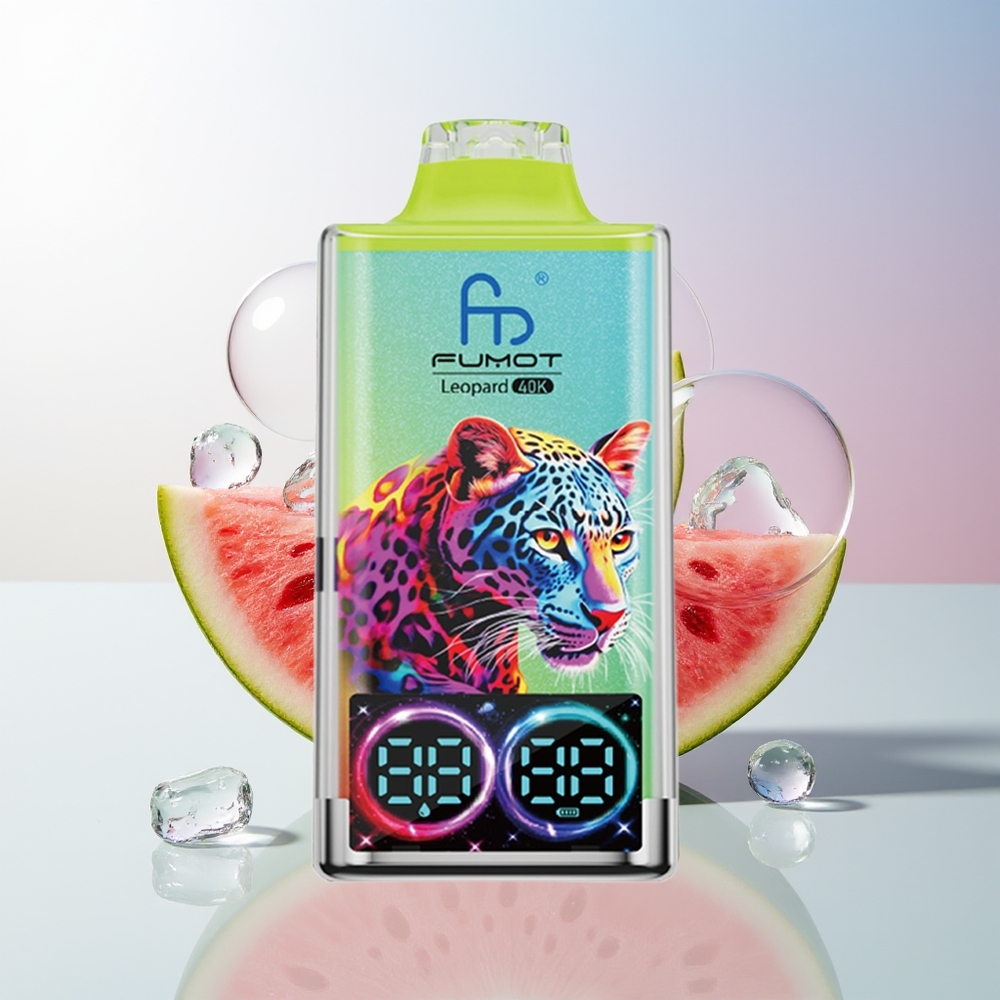 Wholesale Croatia Fumot Leopard 40K Puffs Jednokratna Vape Lubenica Led 0-5 Nikotina 700mAh Baterija Dual Mesh Type-C Punjenje Digitalni Display