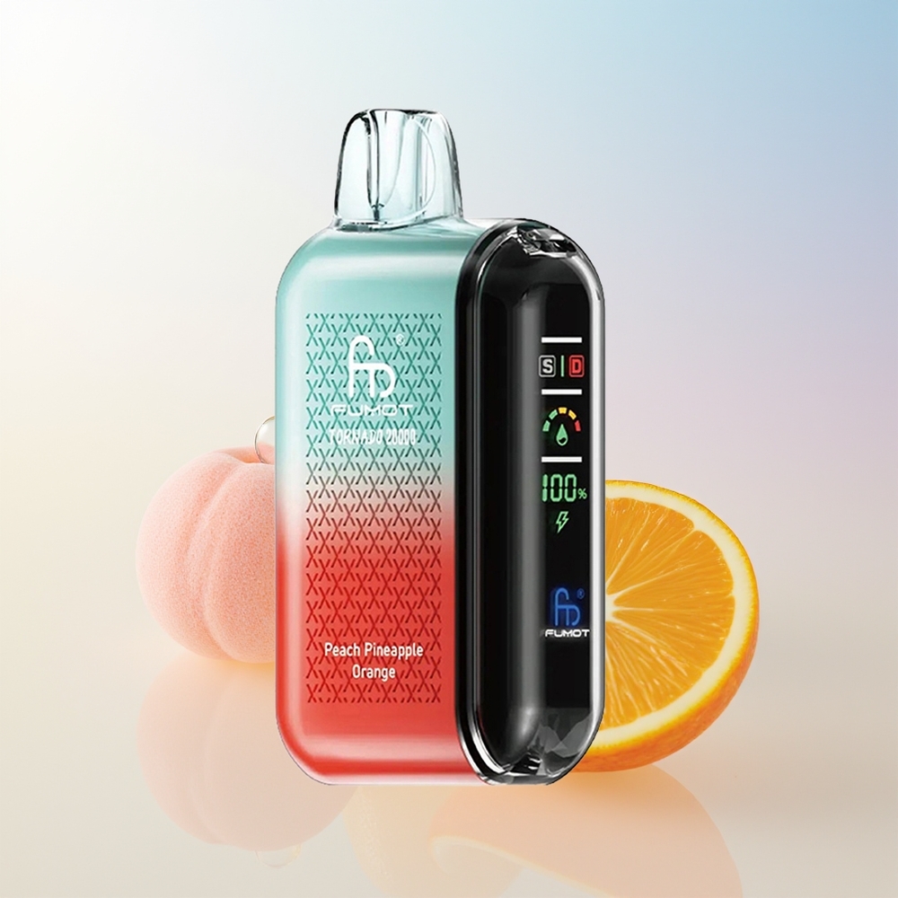 Wholesale Croatia Fumot Tornado 20000 Puffs Breskva Ananas Naranča Dual Mesh Coil Smart Display Airflow Control