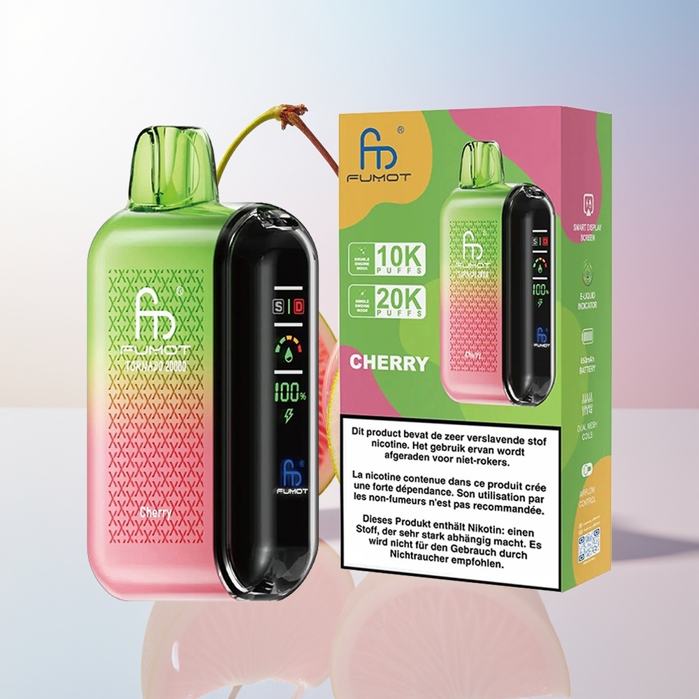 Wholesale Croatia Fumot Tornado 20000 Puffs Dual Mesh Cherry Smart Display