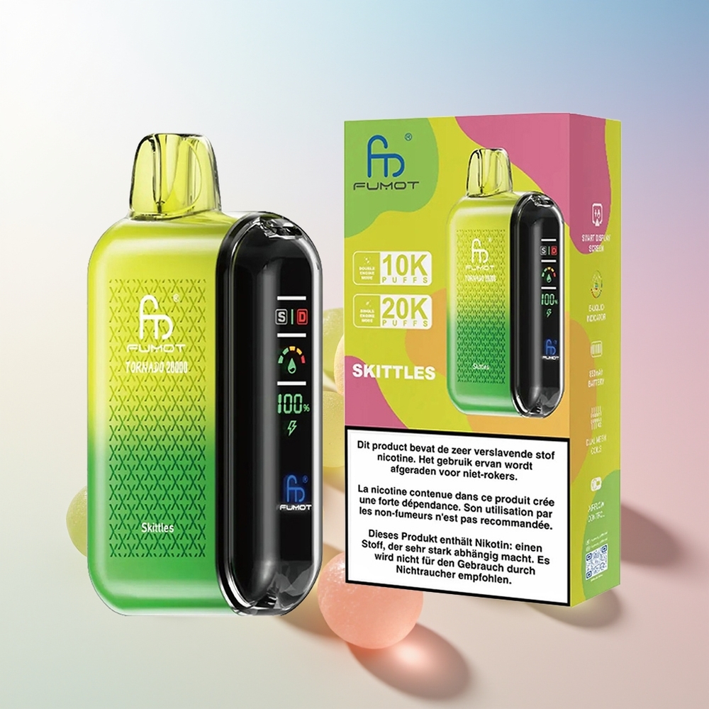 Wholesale Croatia Fumot Tornado 20000 Puffs Dual Mesh Coil Smart Display Airflow Control Školjke