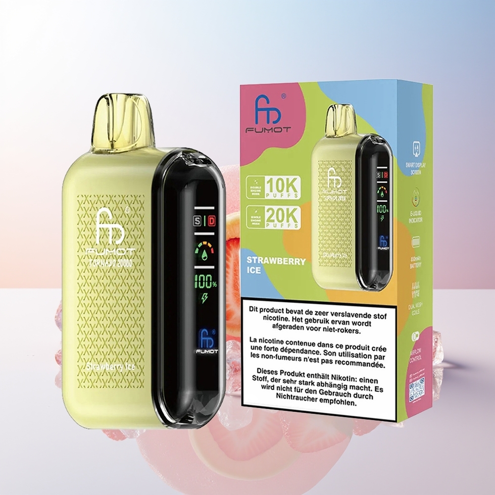 Wholesale Croatia Fumot Tornado 20000 Puffs Dual Mesh Jagoda Led 20ml 850mAh Smart Display Airflow Control 2 Nicotine Single Engine Mode