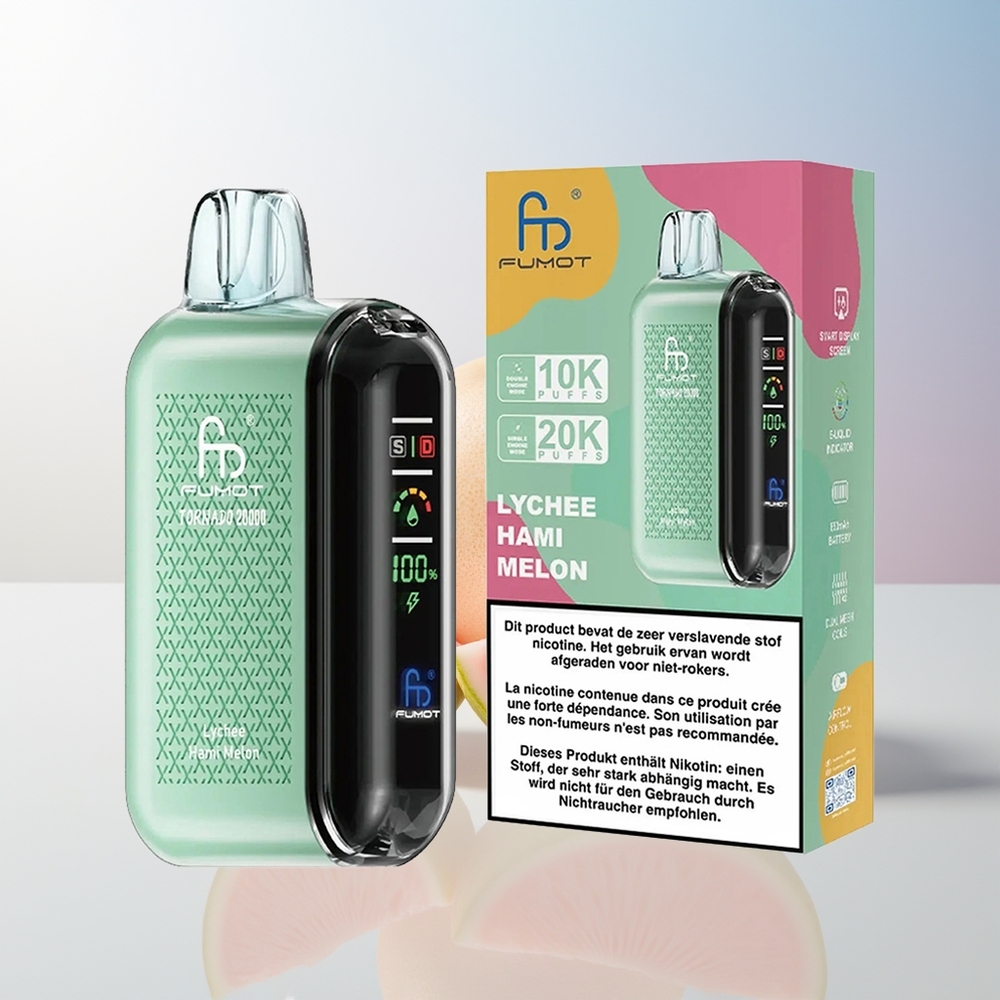 Wholesale Croatia Fumot Tornado 20000 Puffs Dual Mesh Lychee Hami Melon Smart Display Airflow Control 20ml