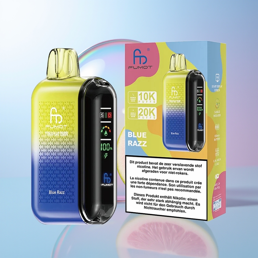 Wholesale Croatia Fumot Tornado 20000 Puffs Dual Mesh Plava Malina Smart Display Airflow Control
