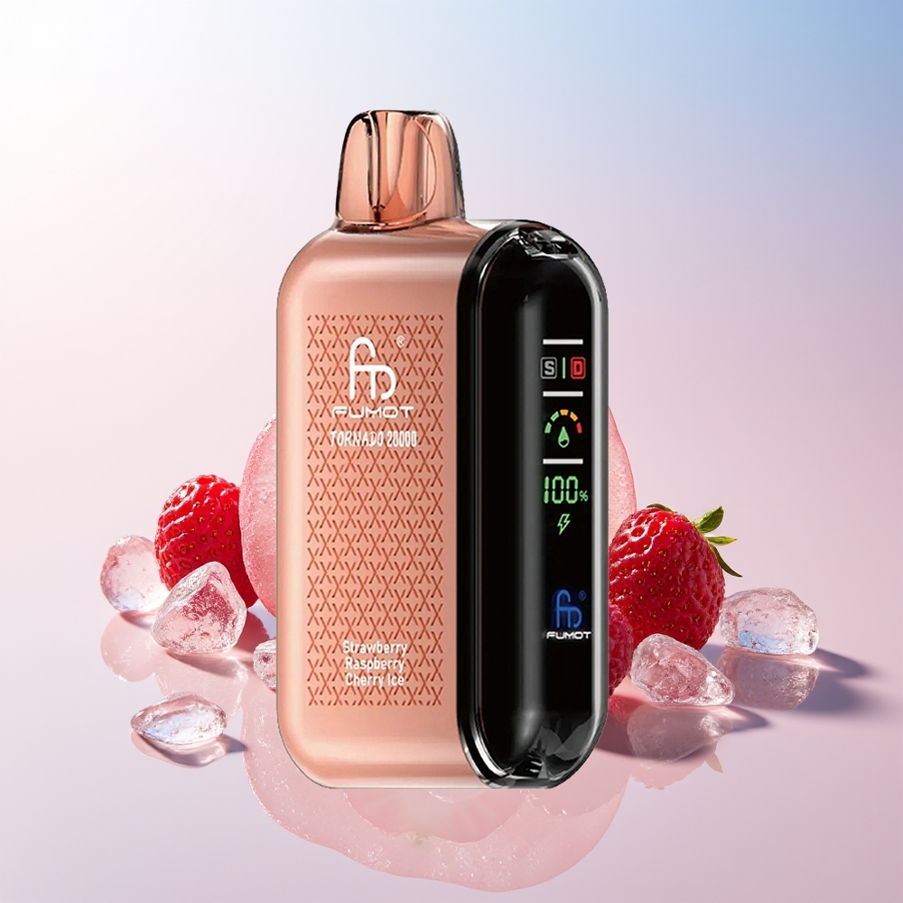 Wholesale Croatia Fumot Tornado 20000 Puffs Dual Mesh Strawberry Malina Trešnja Led 20ml 850mAh Display Airflow 2 Nic Single Engine