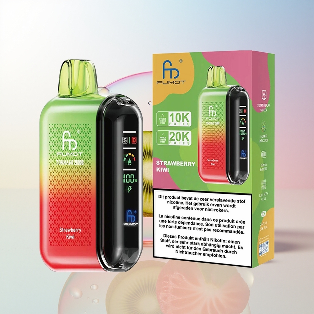 Wholesale Croatia Fumot Tornado 20000 Puffs Jagoda Kivi Dual Mesh Coil Smart Display