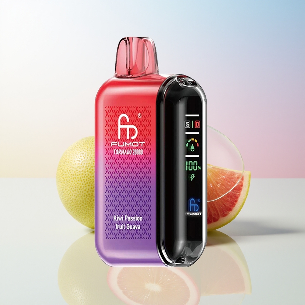 Wholesale Croatia Fumot Tornado 20000 Puffs Kiwi Marelika Guava Dual Mesh Coil Smart Display Rechargeable