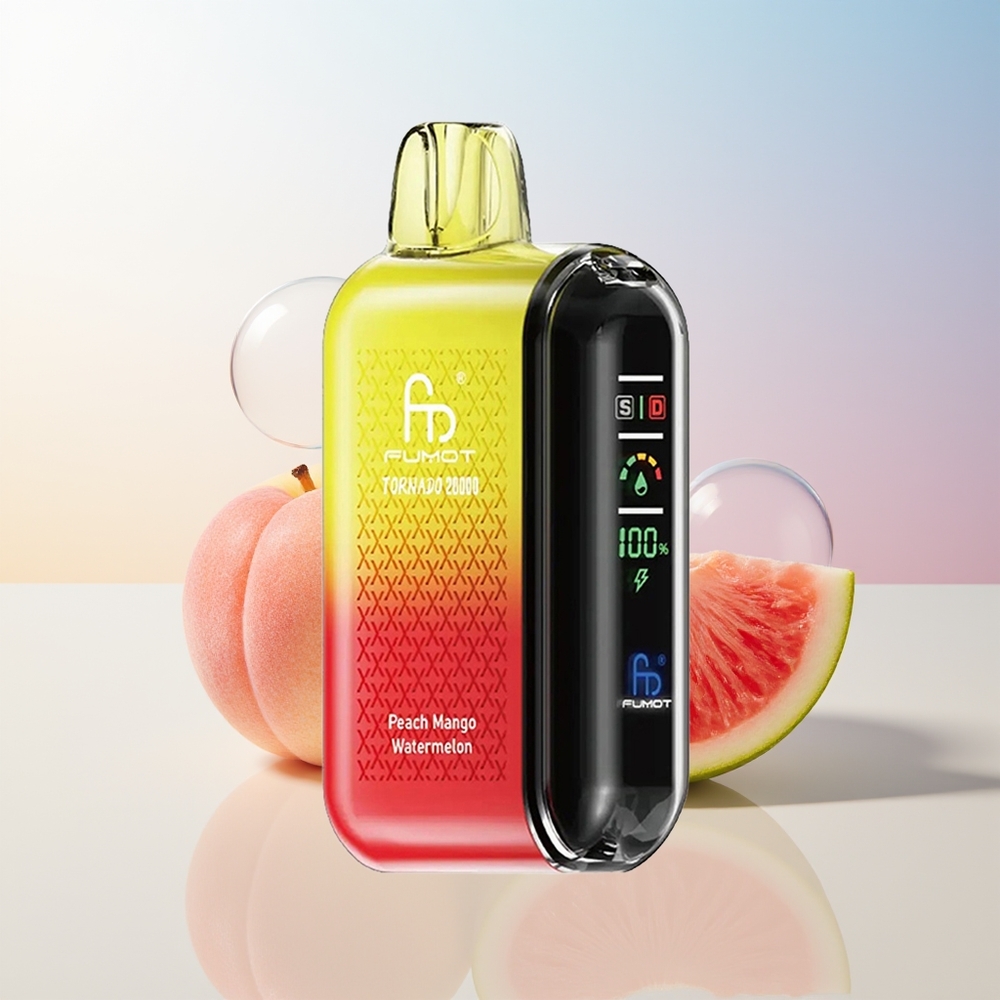 Wholesale Croatia Fumot Tornado 20000 Pufova Breskva Mango Lubenica Dual Mesh Coil 20ml 850mAh Rechargeable Smart Display Airflow Control 2 Nicotine