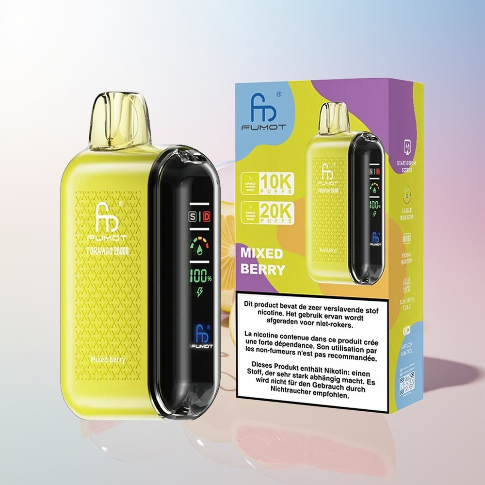Wholesale Croatia Fumot Tornado 20000 Pufova Mješovita Bobica Dual Mesh Coil 20ml 850mAh Smart Display Airflow Control 2 Nikotin