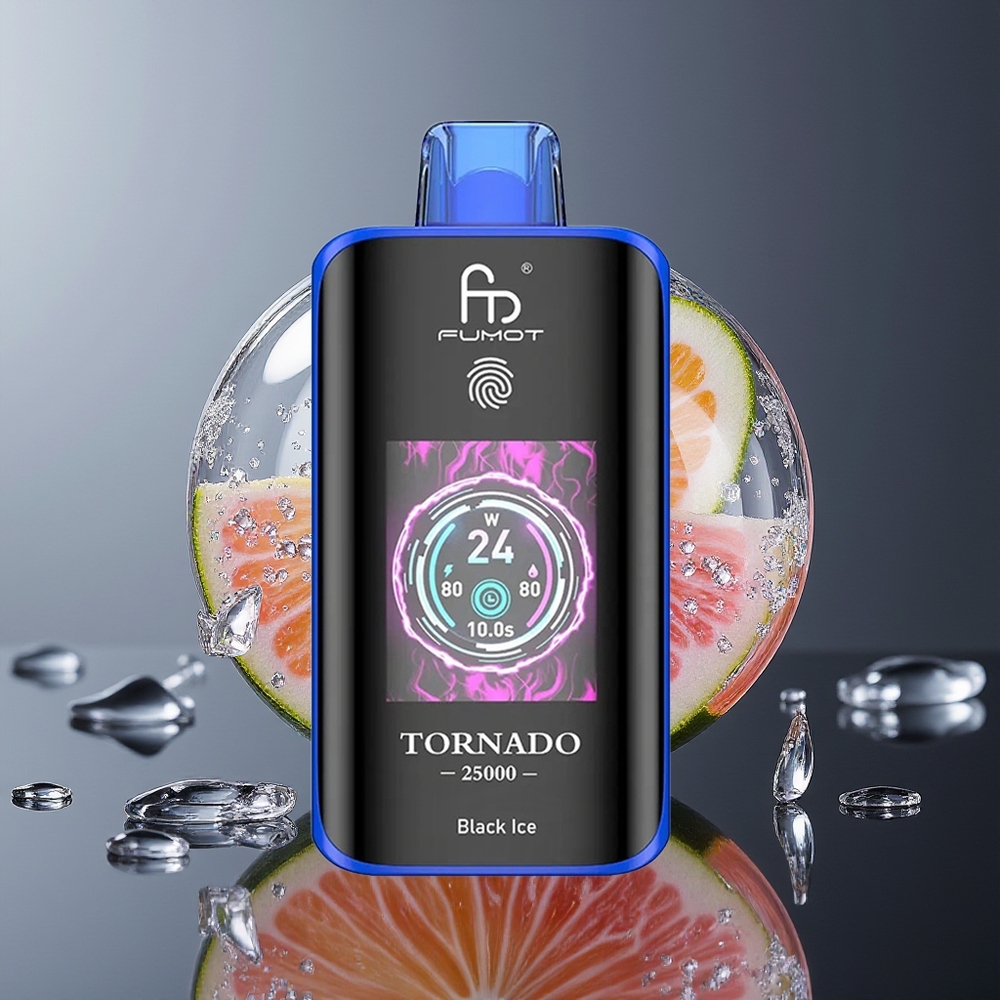 Wholesale Croatia Fumot Tornado 25000 Puffova HD Ekran 700mAh Punjenje 20ml Tekućina Crni Led