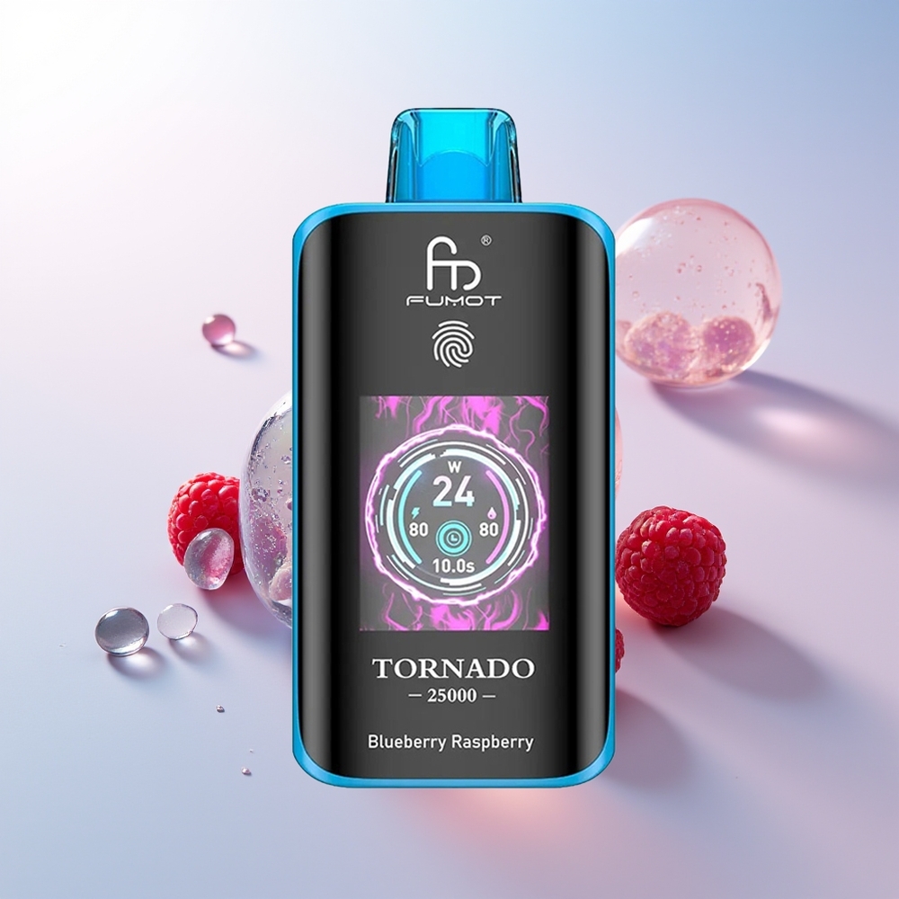 Wholesale Croatia Fumot Tornado 25000 Puffs Borovnica Malina HD Ekran 700mAh Baterija 20ml Tekućina Type-C Punjenje