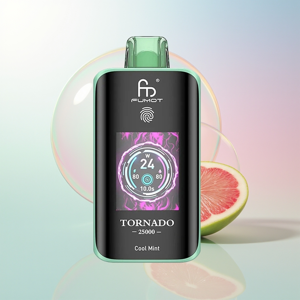 Wholesale Croatia Fumot Tornado 25000 Puffs Cool Mint Osvežavajuća Metvica HD Screen 700mAh Rechargeable 20ml Type-C
