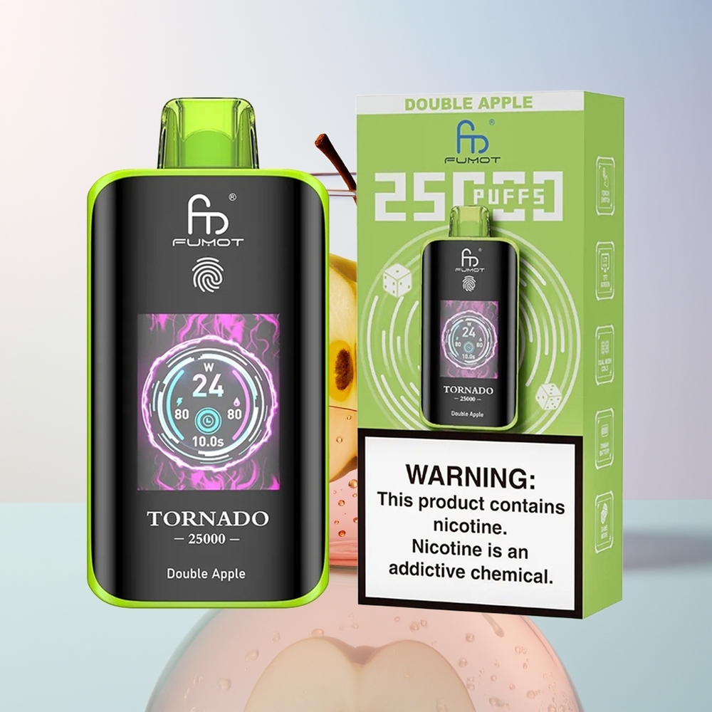 Wholesale Croatia Fumot Tornado 25000 Puffs Dvostruka Jabuka HD Screen 700mAh Rechargeable 20ml Type-C