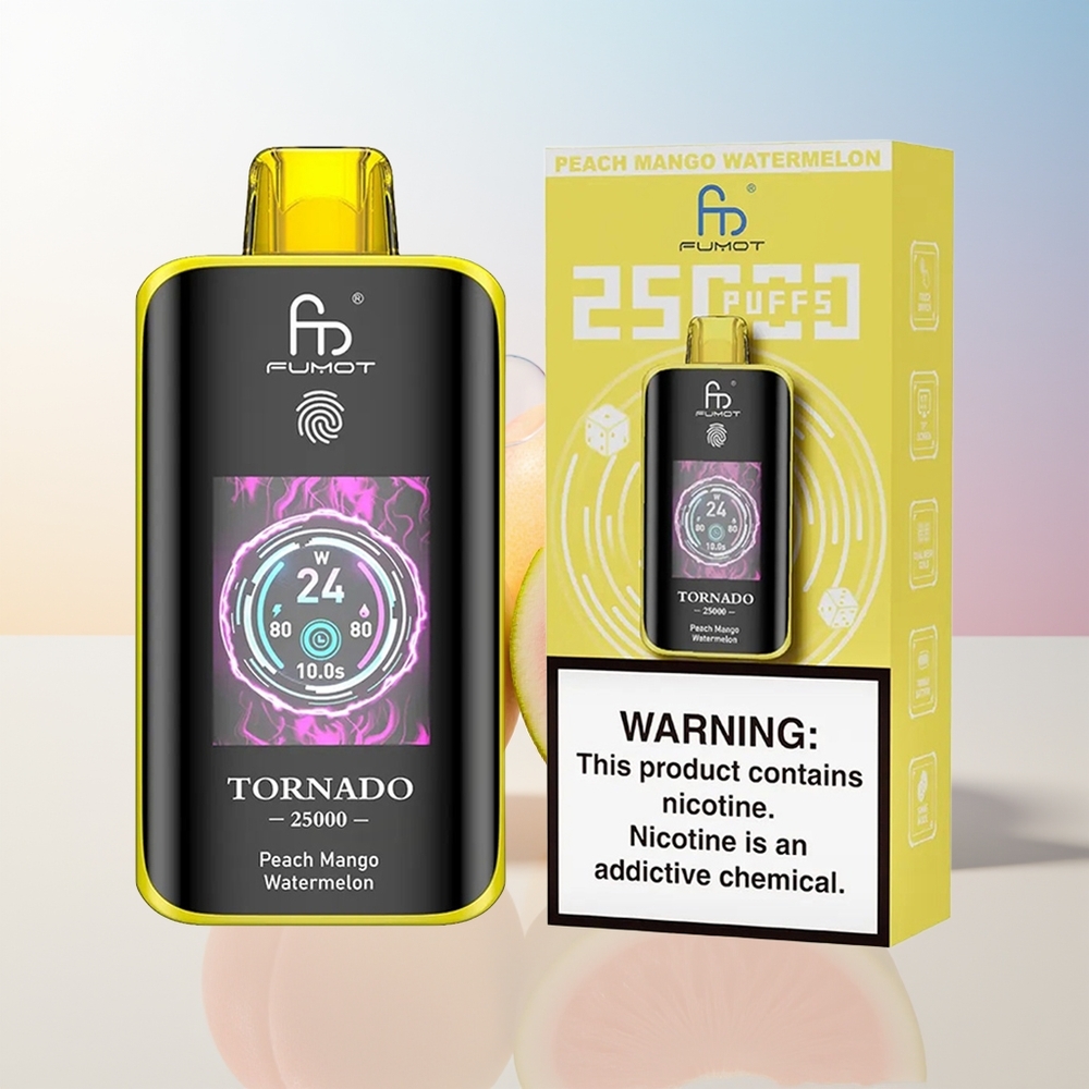 Wholesale Croatia Fumot Tornado 25000 Puffs HD Screen 700mAh 20ml Breskva Mango Lubenica Type-C