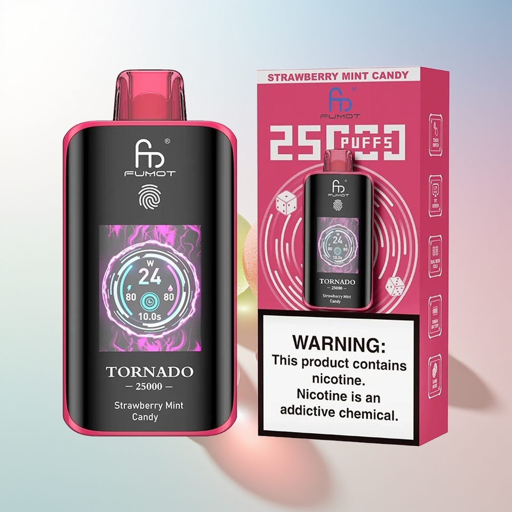 Wholesale Croatia Fumot Tornado 25000 Puffs HD Screen 700mAh 20ml Jagoda Met Bombica Tip-C Punjenje