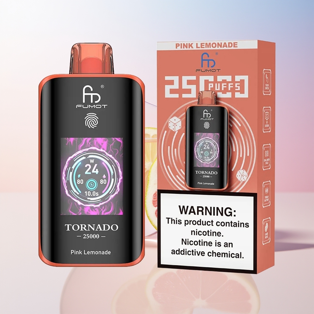 Wholesale Croatia Fumot Tornado 25000 Puffs HD Screen 700mAh 20ml Ružičasti Limunada