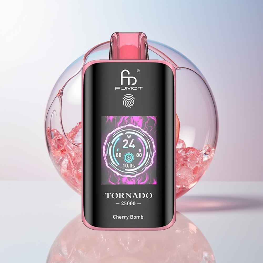 Wholesale Croatia Fumot Tornado 25000 Puffs HD Screen 700mAh 20ml Trešnjev Bomba Tip-C Punjenje