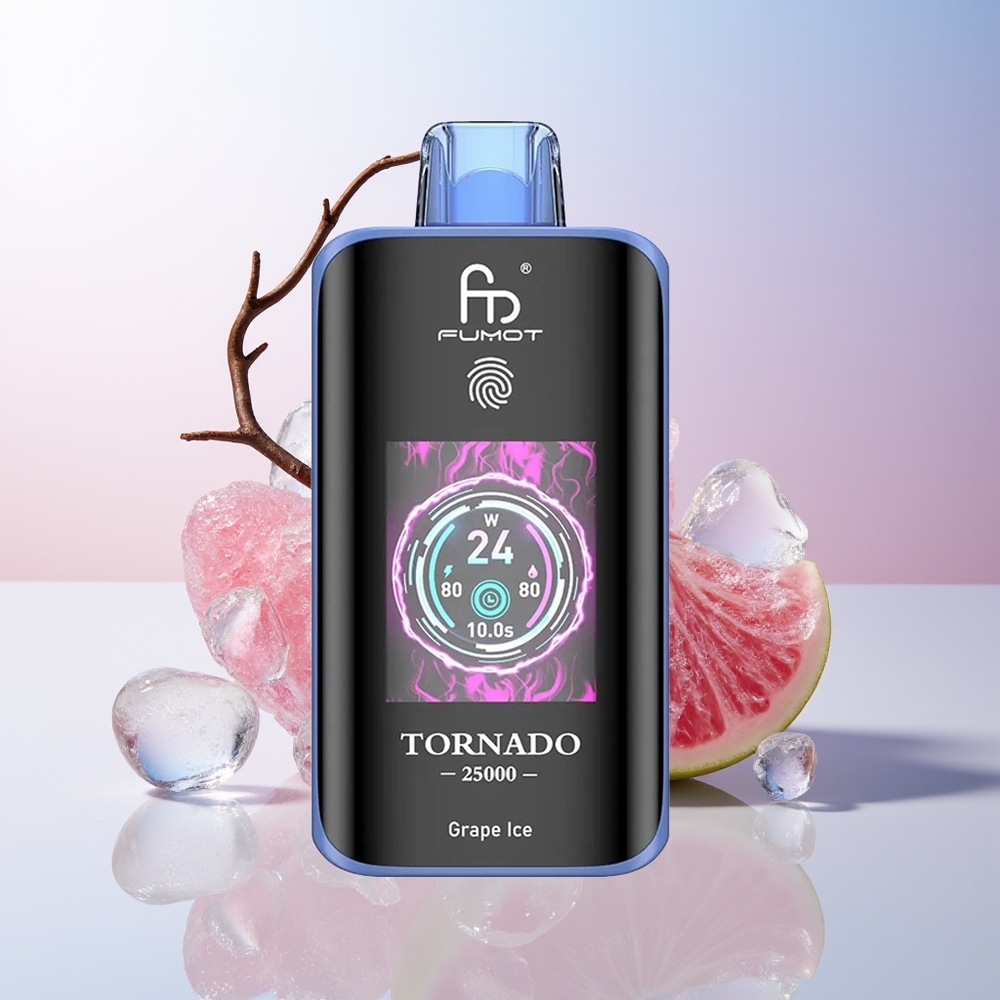 Wholesale Croatia Fumot Tornado 25000 Puffs HD Screen 700mAh Rechargeable 20ml Pre-filled Type-C Grozd Led