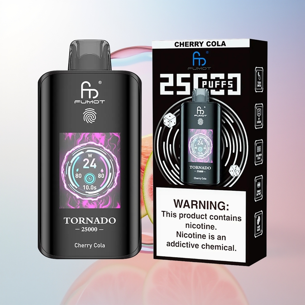 Wholesale Croatia Fumot Tornado 25000 Puffs HD Screen 700mAh Rechargeable Type-C Višnja Kola