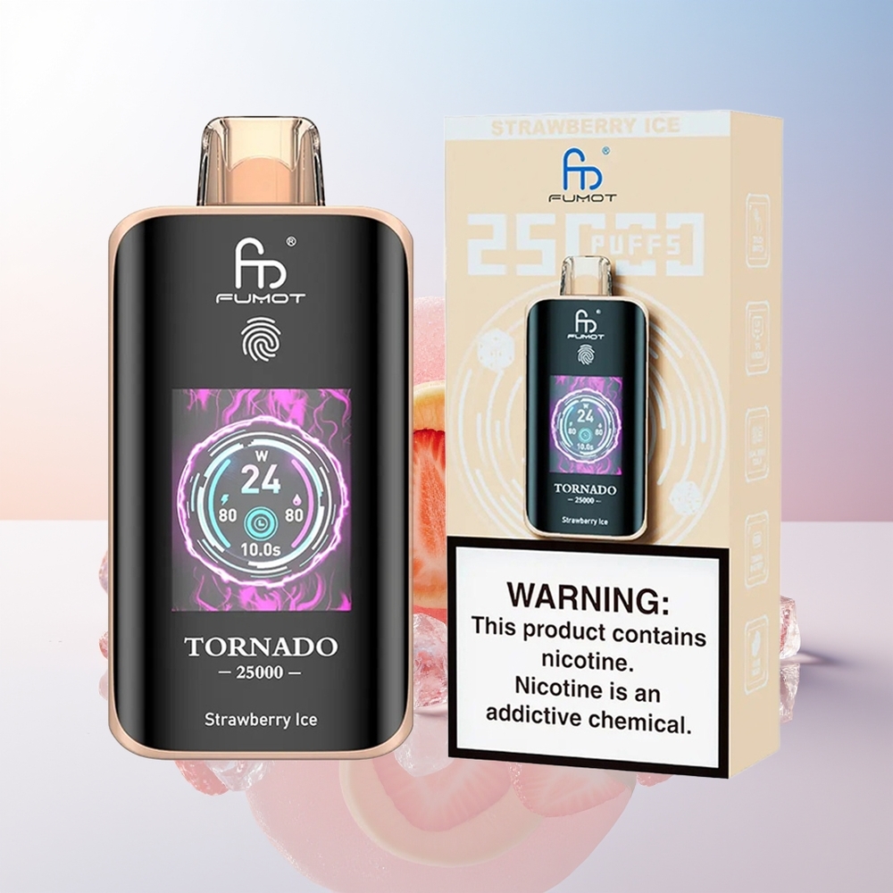 Wholesale Croatia Fumot Tornado 25000 Puffs Jagoda Led 700mAh 20ml Rechargeable HD Screen Type-C