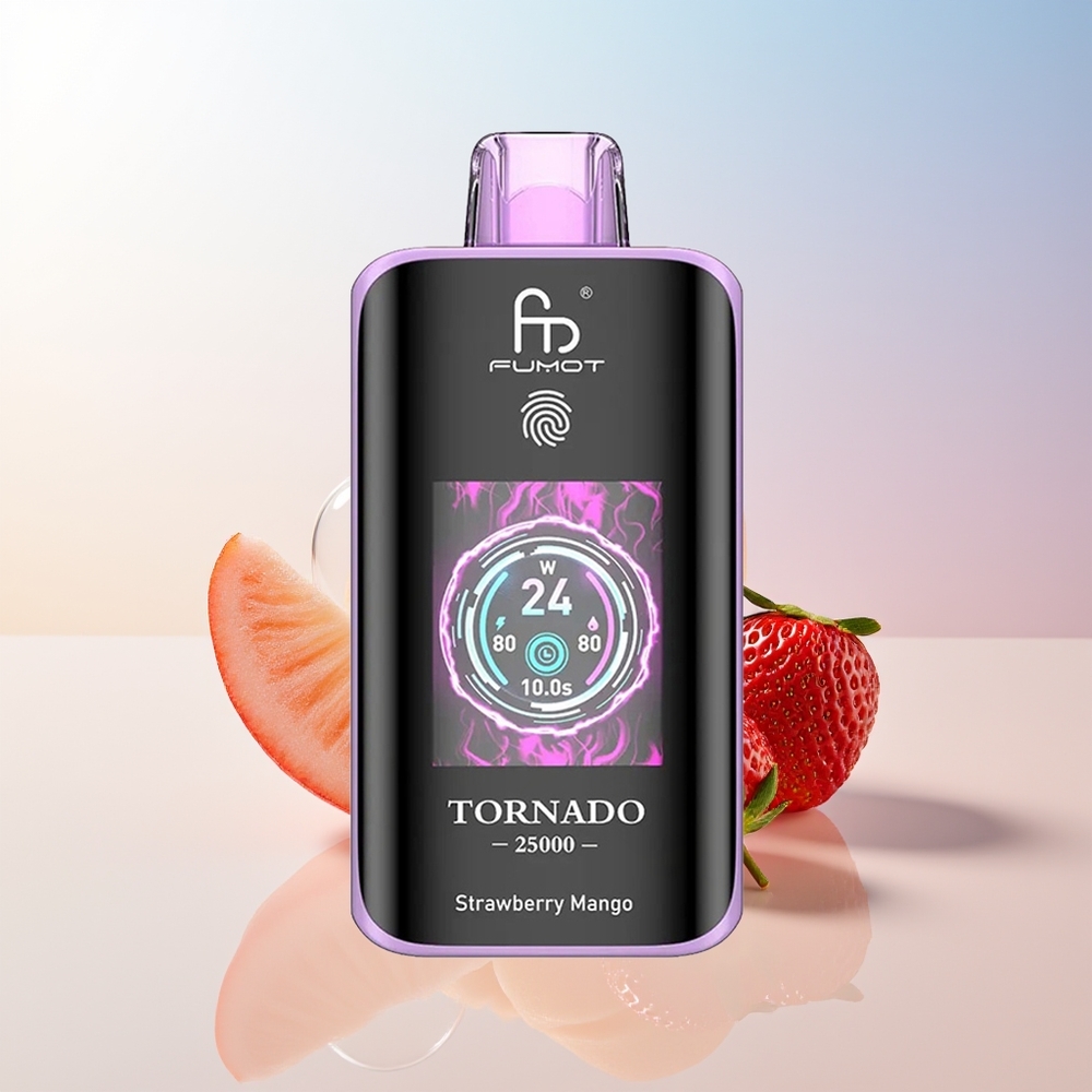 Wholesale Croatia Fumot Tornado 25000 Puffs Jagoda Mango HD Screen 700mAh Rechargeable 20ml Type-C