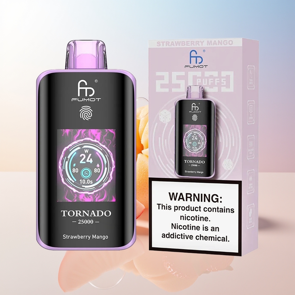 Wholesale Croatia Fumot Tornado 25000 Puffs Jagoda Mango HD Screen 700mAh Rechargeable 20ml Type-C