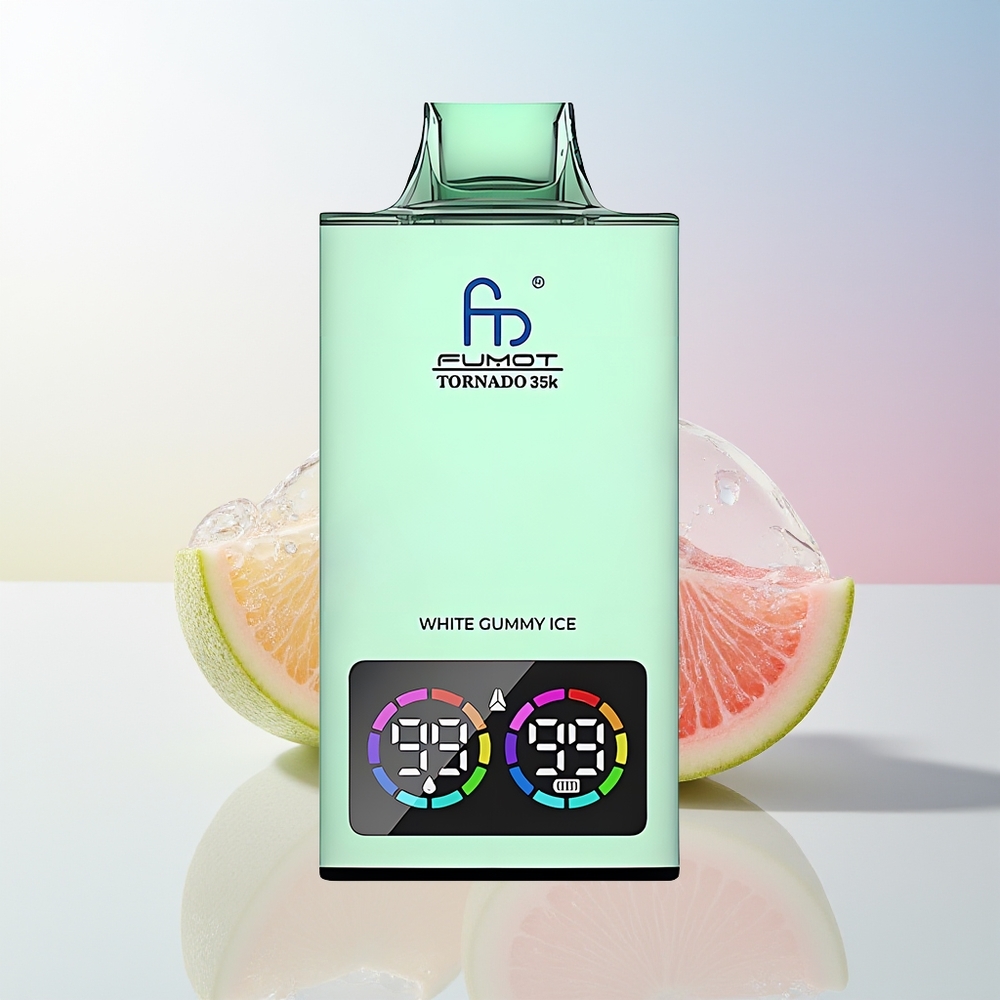 Wholesale Croatia Fumot Tornado 35000 Bijeli Gumeni Led Dual Mesh Coil E-liquid Indicator RGB Lights 15ml USB-C 700 MAH