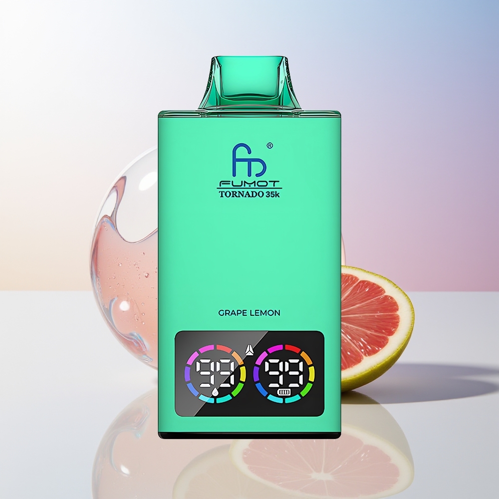 Wholesale Croatia Fumot Tornado 35000 Jednokratna Vape Grožđe Limun Dual Mesh Coil E-liquid Indicator RGB Lights