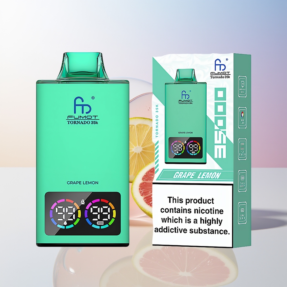 Wholesale Croatia Fumot Tornado 35000 Jednokratna Vape Grožđe Limun Dual Mesh Coil E-liquid Indicator RGB Lights