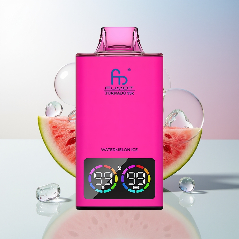 Wholesale Croatia Fumot Tornado 35000 Jednokratna Vape Lubenica Led Dual Mesh Coil E-liquid Indicator Variable RGB Lights Fast Charging USB-C