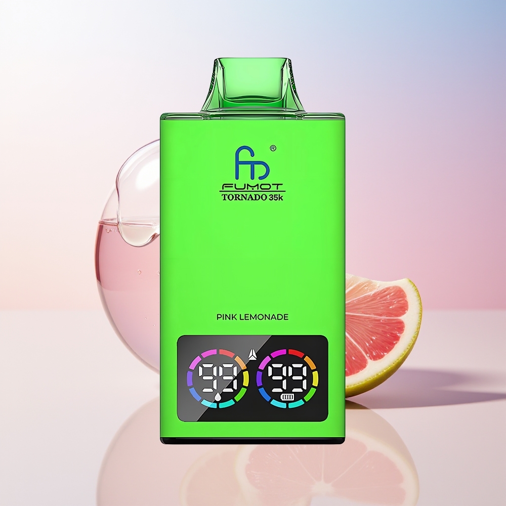 Wholesale Croatia Fumot Tornado 35000 Jednokratna Vape Ružičasti Limunada Dual Mesh Coil E-liquid Indicator Variable RGB Lights 15ml E-juice 700 MAH Battery Fast Charging USB-C 35000 Puffs