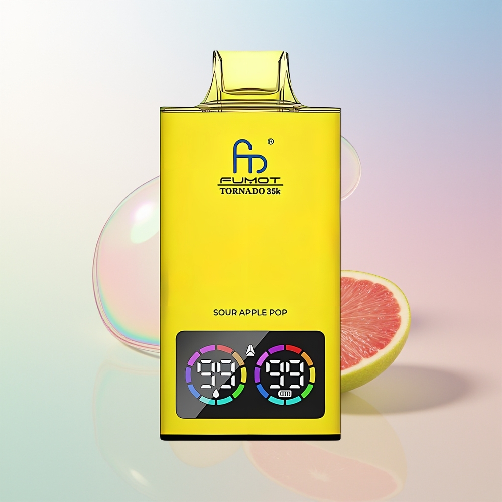 Wholesale Croatia Fumot Tornado 35000 Kisela Jabuka Pop Dual Mesh Coil E-liquid Indicator Variable RGB Lights USB-C