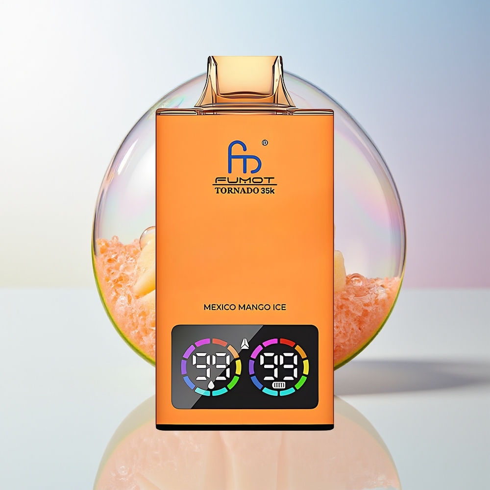 Wholesale Croatia Fumot Tornado 35000 Mexički Ledeni Mango Dual Mesh Coil E-liquid Indicator RGB Lights USB-C