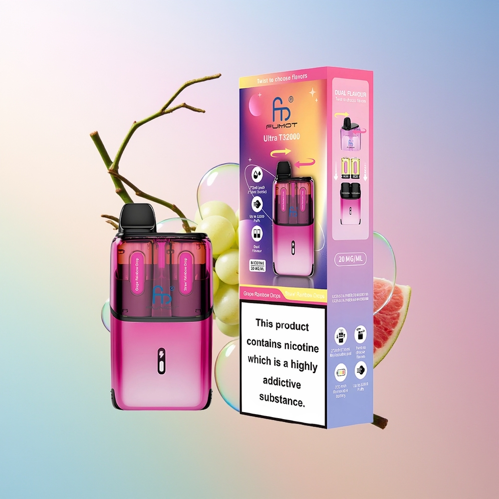 Wholesale Croatia Fumot Ultra T32000 32000 Puffova 800mAh 24ml 20mg Napredna Mrežna Zavojnica Grožđe Duge Boje - Jagoda Duge Boje